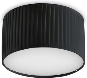 Lampa sufitowa VORADA w stylu nowoczesnym - ?r. ø30 cm - LED COB AC 12W - 1030 lm Y 3K - IP20 - syntetyczny plisowany klosz wst?gowy - stal i czarny