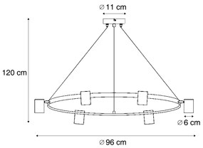 Nowoczesna lampa wisząca czarna 6-punktowa - Jeana Circle Nowoczesny Oswietlenie wewnetrzne