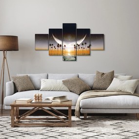 Obraz - Księżyc nad palmami (125x70 cm)