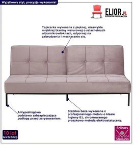 Welurowa sofa Dalima - różowa