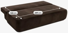 Sofa z Funkcją Spania ARVETO Brązowa Welurowa Nowoczesna