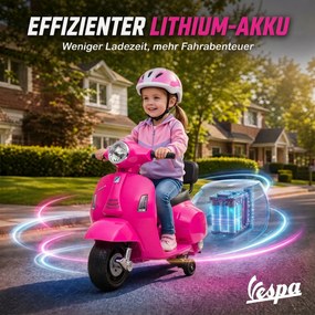 AIYAPLAY Elektryczny motorek dziecięcy Mini Vespa GTS 6V z akumulatorem litowym Ergonomiczne siedzisko i oparcie 1,5-3 lat | Aosom PL