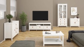 Kwadratowy stolik kawowy z półką Madrid biały mat