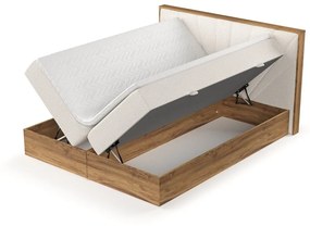 Kremowo-naturalne łóżko boxspring ze schowkiem 160x200 cm Asahi – Maison de Rêve