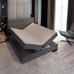 Promocja Łóżko tapicerowane boxspring ISPIRA 140x200 cm kremowe II jakość Materac: Materac sprężynowy Bonell