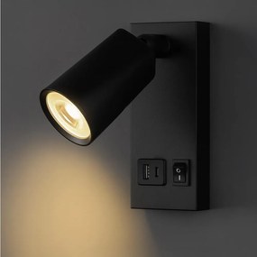 Kinkiet punktowy LED z funkcją ładowania USB LED/5W/230V czarny