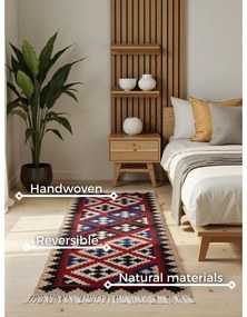 Czerwony wełniany chodnik dwustronny tkany ręcznie 60x190 cm Kamal Rami – Nouristan