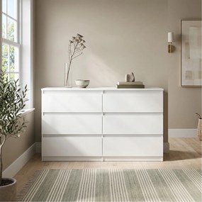 Komoda NUDO 138,5 cm do Salonu Sypialni 6 Szuflad Biały