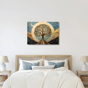 Obraz na szkle – Drzewo życia i spirale (70x50 cm)