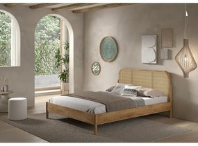 Łóżko dwuosobowe z litego drewna dębowego bez stelaża 160x200 cm w naturalnym kolorze Olive Rotan – Vipack