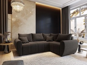 Masseno Narożnik MADISON z funkcją spania i pojemnikiem na pościel Narozniki L, Rozkładana sofa - Brązowy, SAWANA 16