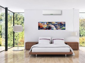 Obraz - Statek na falach oceanu, akwarela (170x50 cm)