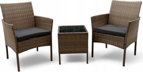 Komplet mebli ogrodowych dla 2 osób z technorattanu Alora, kolor jasny brąz