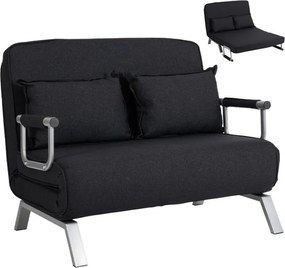 Fotel Rozkładany Dwuosobowy BART 2 Wypoczynkowy Czarny do Spania Leżanka Nowoczesny