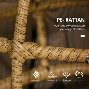 Outsunny Zestaw 2 Stolików Ogrodowych Boho Składane Odporność na Warunki Atmosferyczne Naturalny Ciemnoszary | Aosom PL