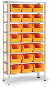 Regał z plastikowymi pojemnikami BASIC, 1730 x 850 x 300 mm, 21x pojemnik typu C
