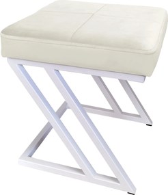 Pufa ZETA tkanina Welur loft ławka podnóżek metal : Kolor Stelaża - Biały, Kolor tkaniny - VELVET - MG50, Typ tkaniny - Velvet