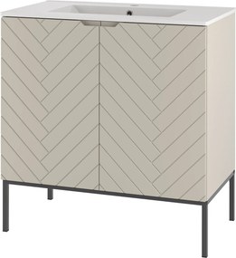 Szafka z umywalką wpuszczaną Aspen 08, cashmere/czarny, 80 cm - zestaw 3