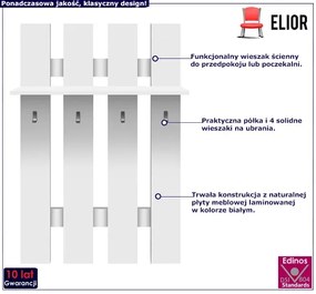Biały wieszak ścienny na kurtki F0-E80