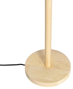 Drewniana lampa podłogowa z kloszem boucle w kolorze ciemnoszarym - Mels Rustykalny / Vintage Oswietlenie wewnetrzne