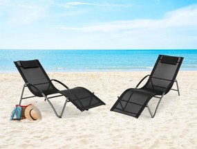 Leżak ogrodowy Sorella 033 - komfortowy, czarny leżak na taras, basen