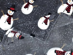 Świecący świąteczny mikropluszowy koc SNOW BUDDY, szary Rozmiar: 150 x 200 cm