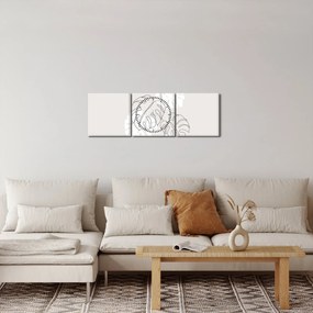 Obraz - Line art monstera N⁰3 (z zegarem) (90x30 cm)
