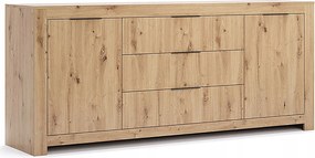 Szeroka komoda Tommy 162 z szafkami i szufladami, dąb artisan