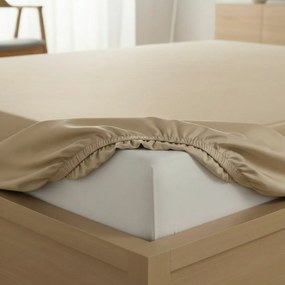 Kvalitex Prześcieradło satynowe Luxury collection beżowy, 220 x 200 cm + 15 cm, 220 x 200 cm