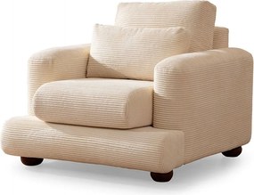 Elegancki fotel 1-osobowy, beżowy, 100 x 105 x 90 cm | Stelaż z drewna bukowego i płyty wiórowej, 100% poliester, pianka DNS 28 | Przenośne poduszki