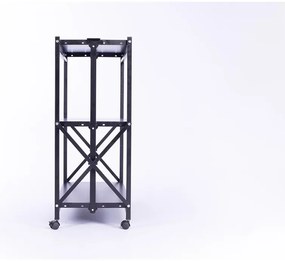 Składana metalowa półka na kółkach, 1018 x 930 x 405 mm, czarna