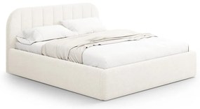 Tapicerowane łóżko dwuosobowe ze schowkiem ze stelażem 160x200 cm w kolorze kości słoniowej Juno – Windsor &amp; Co Sofas