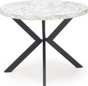 Okrągły rozkładany stół do jadalni Peroni biały marmur / czarny