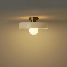 Lampa sufitowa w stylu retro brązowa z beżowym szkłem - Jina
