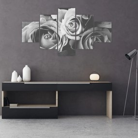 Obraz - Róża, czarno - biały (125x70 cm)