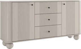 Komoda Vesper 160 cm z szufladami na kulach - kaszmir / czarne uchwyty / nogi kule