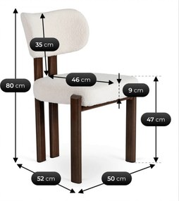 Krzesło Tapicerowane GRENADA Orzech/Kremowe Boucle Nowoczesne