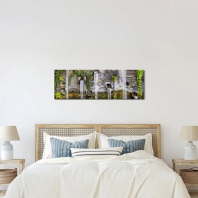 Obraz - Kamienny mur, Hamburg, Niemcy (z zegarem) (90x30 cm)