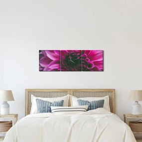 Obraz różowego kwiatu róży (z zegarem) (90x30 cm)