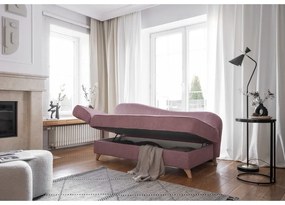 Szaroróżowy sztruksowy szezlong (lewostronny) Chic Charlotte – Miuform