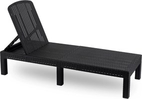 Fotel Ogrodowy Leżak LUIZJANA Technorattan Czarny/Szary