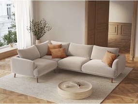 Beżowy aksamitny narożnik (lewostronny/w kształcie litery L) Naomi – Micadoni