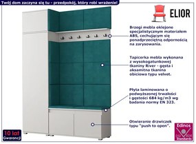 Garderoba z szafką na buty biały + butelkowa zieleń - Linez 5X