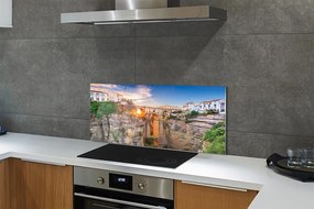 Panel Szklany Most nad Rzeką o Zachodzie Słońca