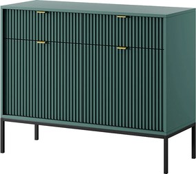 Komoda Design NOVA - Kolor: Labrador, fasada Geriffelt, 2 drzwi, 2 szuflady, 83x104x39cm, czarne metalowe nogi, mebel uniwersalny