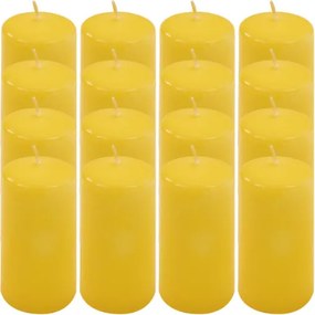 Żółte świece słupkowe 5x10 cm, 16 sztuk, długi czas palenia