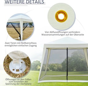Outsunny Pawilon Ogrodowy 3x3m z Moskitierą Kremowy Metal i Poliester Odporny na Warunki Pogodowe Stylowy i Funkcjonalny | Aosom PL