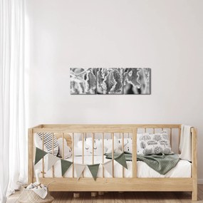 Obraz - Zmarznięte liście, czarno - biały (z zegarem) (90x30 cm)