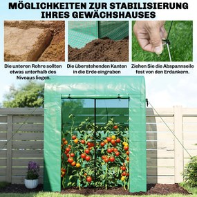Outsunny Szklarnia Pomidorowa Foliowa z Drzwiami Rolowanymi i Oknami z Siatką 170 x 68 x 200 cm Zielona | Aosom PL