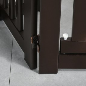 PawHut Barierka ochronna dla psów, Regulowana i Składana, z MDF, Ciemnobrązowa, 155 x 1,5 x 76 cm
